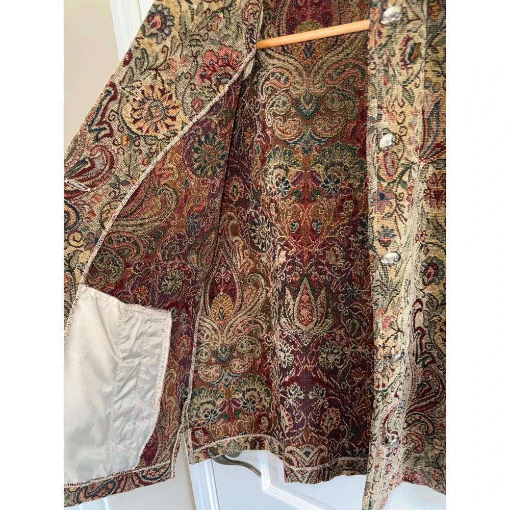 Vintage Erin London Tapestry Jacket M Paisley Floral Boho Gobelincore Blazer VTG